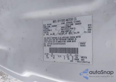 2005 Ford Ranger Edge/Stx/Xl/Xlt from USA, damaged, VIN 1FTYR14U55PA22425